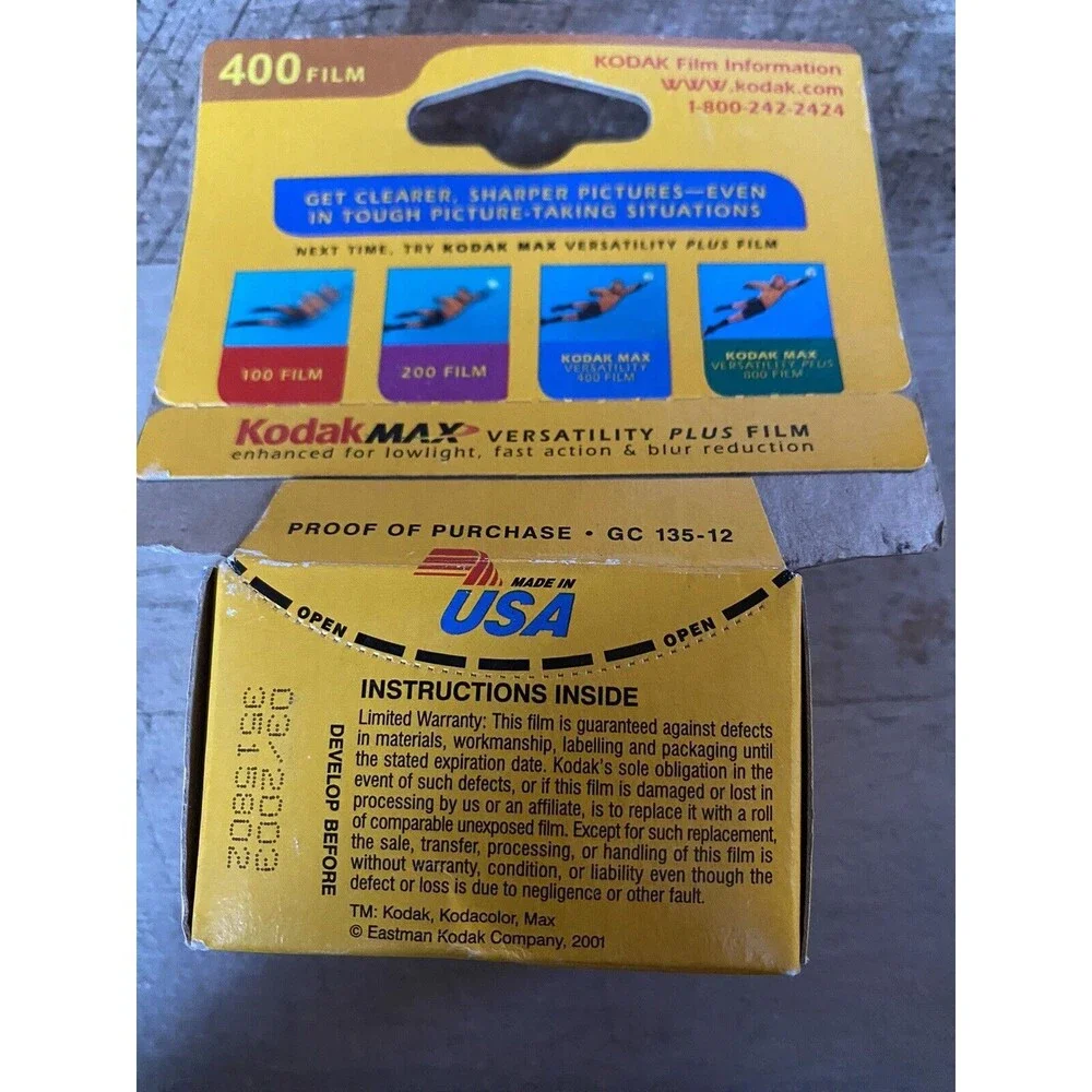 Kodak Max 400 Film 35 mm Color 12 Exposure Expired 3/03 NOS